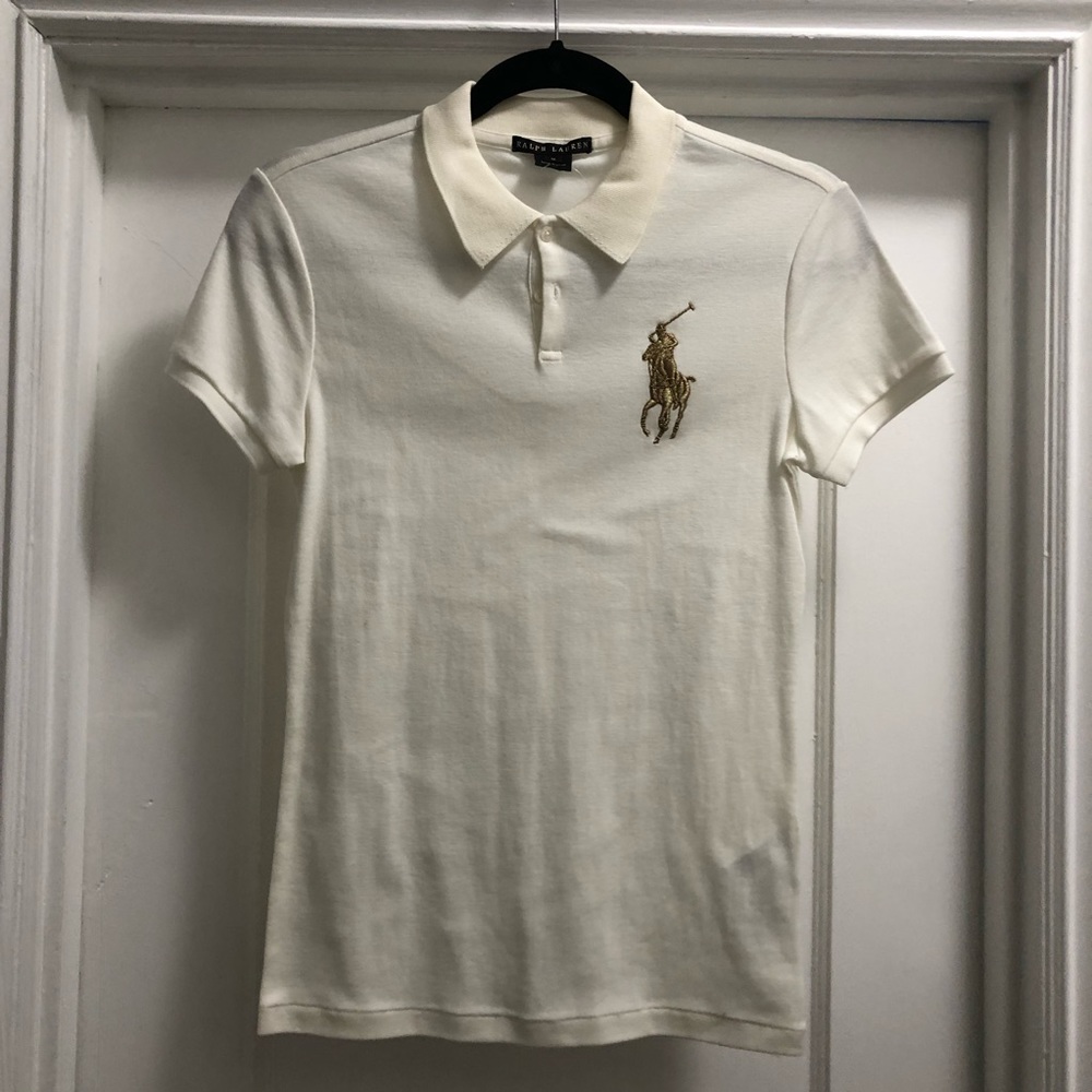 Ralph Lauren Women’s Polo White w/ Gold Logo
